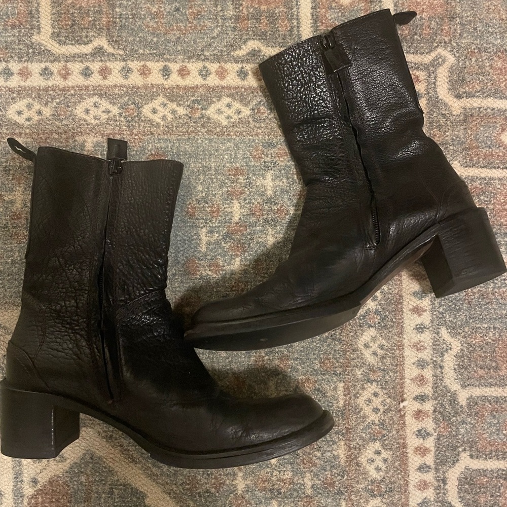 black leather boots